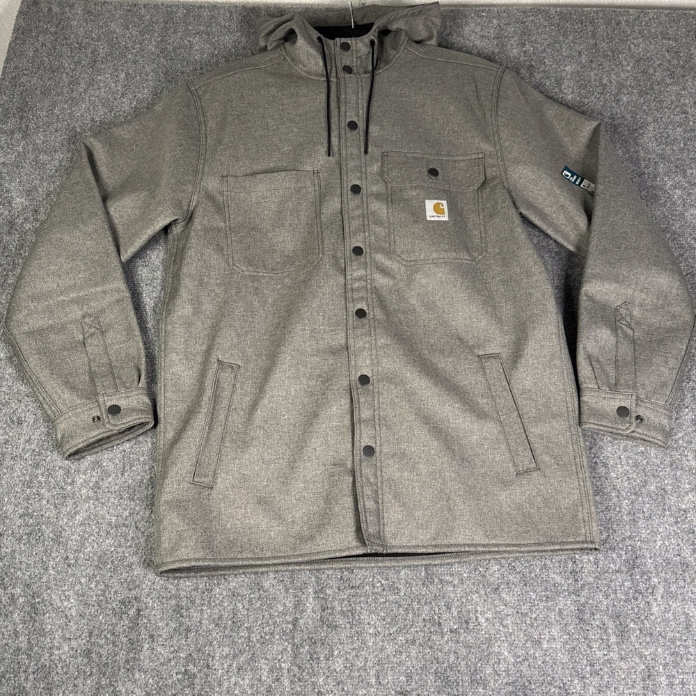Carhartt Men's M Gray Rain Defender Heavyweight Hooded Jacket Relaxed Fit